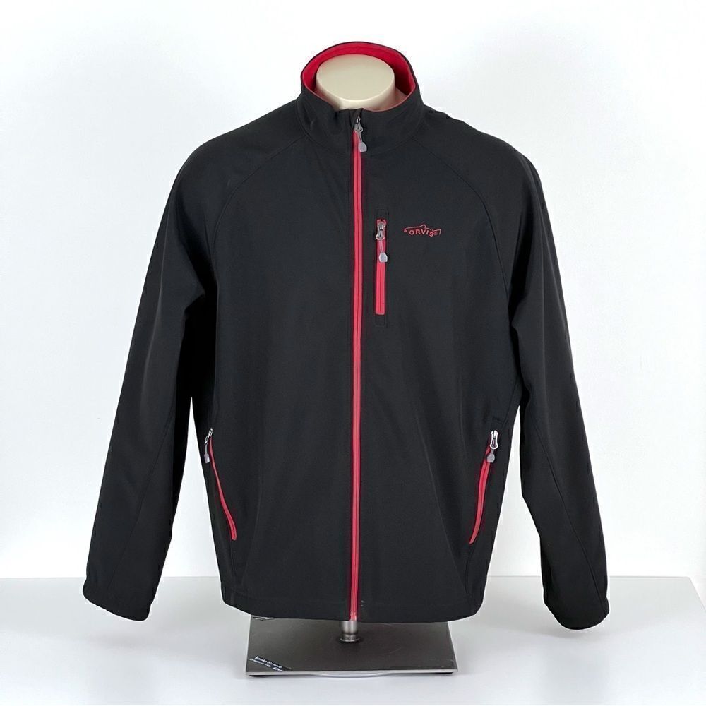 Orvis Trout Bum Black/Red Full ZIP Jacket Size XXL